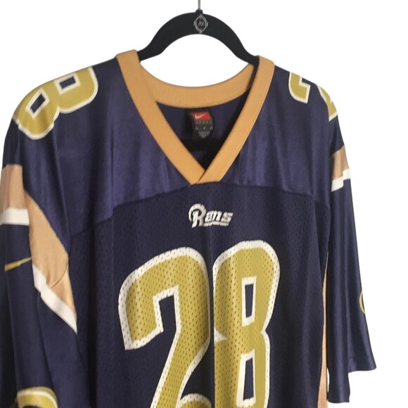 St Louis Rams Jersey Mens Large NFL Football Marshall Faulk 28 Nike 2000s - Picture 11 of 15